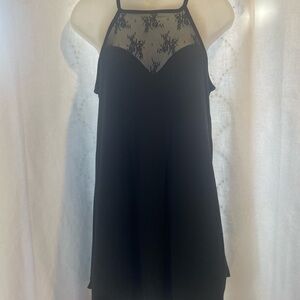 Black Lace Long Halter Tank